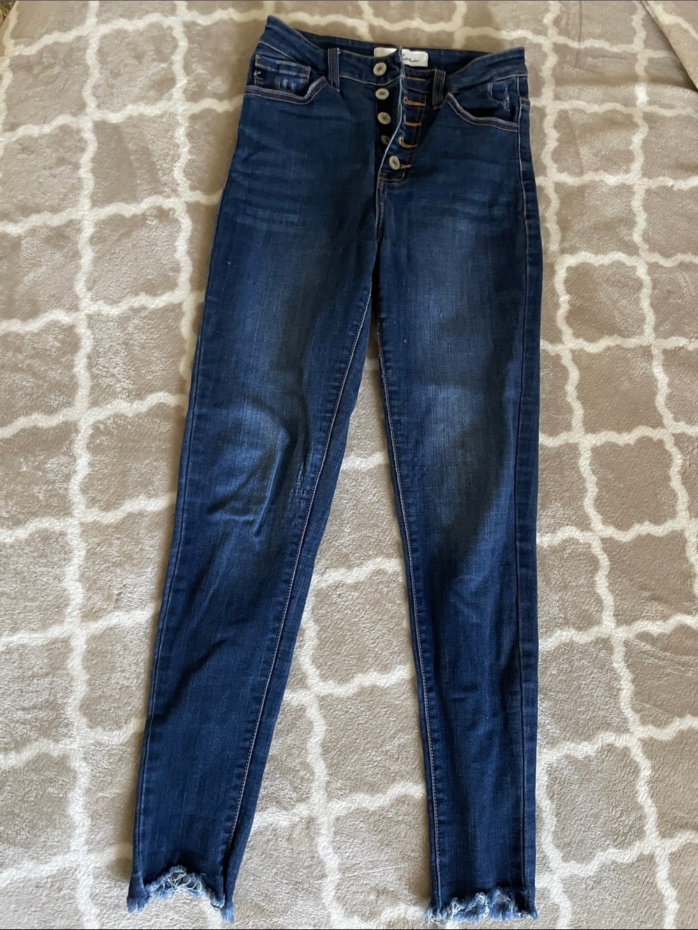 KanCan Dark Blue High-Rise Skinny Jeans with Button Fly